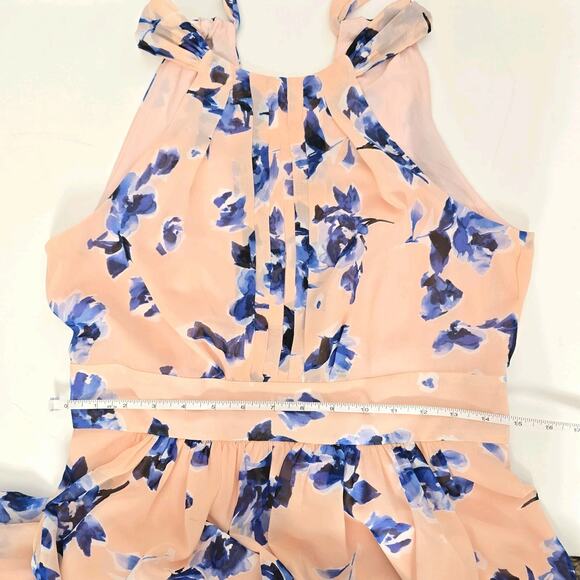 Eliza J Dress Womens Size 8 Pink Blue Floral Maxi High Low Faux Wrap Flowy - Picture 8 of 9